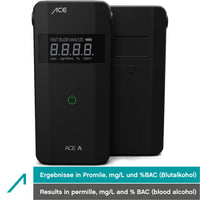 1 x RAW Customer Returns ACE A Breathalyzer - digital alcohol permille tester - breathalyzer with electrochemical sensor and 1-button operation, black - RRP €65.36