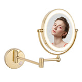 1 x RAW Customer Returns DOWRY Cosmetic Mirror with Lighting Wall Mounted Magnifying Mirror with Light 10x Gold Make-up Mirror 360 Swivel Expandable Double-Sided Mirror with Magnification, 20 cm - RRP €89.04