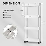 1 x RAW Customer Returns GOOPOOL kitchen trolley with 4 levels, rolling trolley, kitchen shelf, niche shelf, 360 rotating wheels, lockable, bathroom shelf storage trolley for kitchen bathroom, kitchen, office, with 4 hooks, white - RRP €28.51