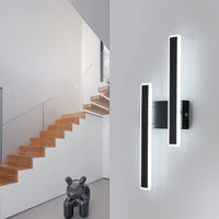 1 x RAW Customer Returns Comely Modern Interior Wall Light, 32W 3600LM LED Lamp with 3 Brightness Levels, Long Black Interior Wall Lamp for Bedroom Living Room Bathroom Corridor Stairs - RRP €27.98