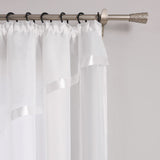 1 x RAW Customer Returns HongYa envelope store transparent voile curtain with satin ribbons ruffle tape curtain H W 120 300 cm white - RRP €32.26