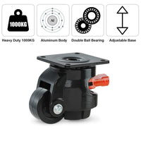 1 x RAW Customer Returns WBD WEIBIDA Heavy Duty Castors with Adjustable Ratchet Handle, Total Capacity 1000kg, 360 Degree Furniture Castors Heavy Duty, Retractable Leveling Casters Large for Furniture, Workbenches, Appliances, Set of 4, Black - RRP €69.99