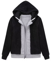 1 x Brand New SwissWell fleece jacket women s hoodie with hood sweat jacket warm basic hooded jacket with zipper casual hoodie plush jacket women s winter jacket for women black light gray - RRP €45.7