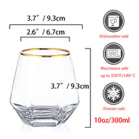 1 x RAW Customer Returns Hanobe Whiskey Glasses Whiskey Glasses Whiskey Glass Unique Geometric Tilted Whiskey Glass Gold Rim 6-Piece Crystal Glass Diamond Whiskey Glasses Modern Whiskey Glasses Set 10oz Whiskey Glasses Clear Whiskey Glasses - RRP €30.17