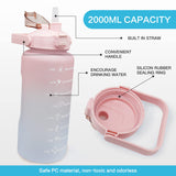 1 x RAW Customer Returns minghaoyuan Sports Drinking Bottle, 2 Liter Water Bottle with Time Marker and Straw, BPA-Free, Carbonated Drinking Bottle for Fitness, Gym, Home, Office, Fishing, Outdoor Pink  - RRP €14.75