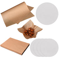 2 x Brand New MOVKZACV 50 Sheets 11.81 x 7.87 Baking Paper and 5 Round Cake Plates, Non-Stick Parchment for Baking Cookies, Grill, Oven Brown Parchment Silver Cake Plate  - RRP €40.8