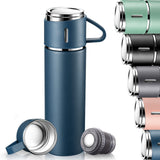 1 x RAW Customer Returns Stainless steel thermos flasks, leak-proof thermos flask, BPA-free water bottle, 500ml insulated bottle with cup and handle, thermos flask for coffee and tea, bicycle drinking bottle for children and adults blue  - RRP €18.58