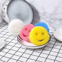 1 x RAW Customer Returns Doud Craps Color Pink Scrub Sponge Anti-Scratch Smiley Sponge, Washable Antibacterial and Reusable Dishwashing Sponge, Dishwashing Sponges for Kitchen and Bathroom, Flextexture Scrubbing Sponge - RRP €9.0