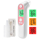 1 x RAW Customer Returns Ear thermometer for baby adults, ear thermometer with age precision and color-coded temperature display, digital infrared thermometer with 21 disposable protective caps black  - RRP €24.19