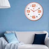 1 x RAW Customer Returns Topkey Wall Clock 12 Inch Simple Design Non Ticking Decorative Bedroom Office Kitchen Wall Clock -Orange - RRP €18.99