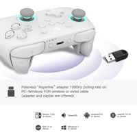 1 x RAW Customer Returns No Drift Stick GuliKit KK3 Max Bluetooth Controller, Kingkong 3 Max Wireless Controller for Switch Switch OLED, Hall Effect Joystick Trigger, Maglev Rotor HD Vibration, Hyperlink Adapter White  - RRP €80.66