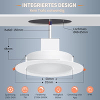 1 x RAW Customer Returns DUSKTEC Smart LED Recessed Spotlights for Plasterboard, Compatible with Alexa, 220V Smart Bluetooth Indoor LED Spotlights 7W 660LM, Adjustable White 2700K-6000K, App Controlled, 6 Piece LED Spot - RRP €39.99