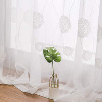 1 x RAW Customer Returns MIULEE Curtains with Floral Embroidery, White Curtains for Living Room, Bedroom Curtain Transparent with Eyelets, Set of 2 Voile Floral Transparent Curtains, Each H 145 XW 140cm - RRP €25.2