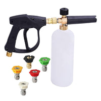 1 x RAW Customer Returns Stone Banks High Pressure Washer Foam Lance Gun with 5 Spray Nozzles, 1L Adjustable 1 4 Quick Release Snow Foam Cannon Bottle Soap Dispenser for Car Washing, Cleaning - RRP €36.34