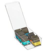 1 x RAW Customer Returns mDesign kitchen organizer practical tea box with lid for kitchen and pantry storage box with 12 compartments for tea, coffee, spices and other food transparent - RRP €24.19