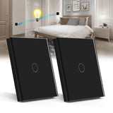 1 x RAW Customer Returns BSEED light switch 1 gang 2 way wall switch tempered glass touch screen switch 86mm flush-mounted switch black - 2 pack not smart switch  - RRP €53.44