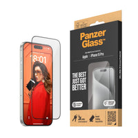 1 x RAW Customer Returns PanzerGlass Scratch-Resistant Screen Protector for Apple iPhone 15 Pro - Ultra-wide fit and crystal clear display, shock resistance and drop protection with mounting aid for easy installation - RRP €34.9