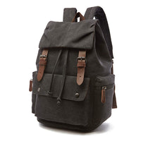 1 x RAW Customer Returns Rufun Canvas Backpack Vintage for Laptop Daypack Hiking Travel Large Capacity Bag Unisex Black  - RRP €33.99