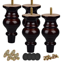 1 x RAW Customer Returns 14cm Wooden Furniture Feet, Btowin 4 Pack Spindle Solid Wood Table Legs Ball Feet with Pre-Drilled M8 5 16 Bolts Mounting Plates Screws for Sofa Couch Cabinet Armchair TV Stand - RRP €25.2