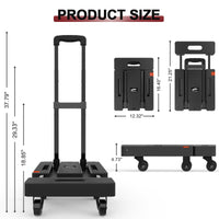 1 x RAW Customer Returns SOLEJAZZ Folding Hand Truck, Portable Moving Dolly, 227kg Luggage Transport Cart with 6 Wheels and 2 Tie Down Straps for Luggage, Travel, Moving, Shopping, Office Use, Black - RRP €46.99