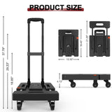 1 x RAW Customer Returns SOLEJAZZ Folding Hand Truck, Portable Moving Dolly, 227kg Luggage Transport Cart with 6 Wheels and 2 Tie Down Straps for Luggage, Travel, Moving, Shopping, Office Use, Black - RRP €46.99