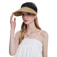 1 x Brand New NICEYEA Women s Visor Straw Hat Wide Brim Sun Hat Summer Hat Anti-Sun Breathable Adjustable for Beach Travel Vacation - RRP €22.8