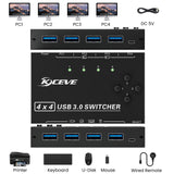 1 x RAW Customer Returns USB 3.0 Switch 4 PC, YOUTINGHDAV 4 in 4 out USB Switch 3.0, USB Switch 4 PC Box for keyboard, mouse, printer, scanner, PC, Keyboard and Mouse switch with wired remote and 4 USB 3.0 cables - RRP €33.59