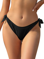 1 x RAW Customer Returns SHEKINI Women s Sexy Brazilian Thong Low Waist Adjustable Bikini Bottoms Thong Bikini Bottom String Black Swimming Trunks Black D, XXL  - RRP €23.15