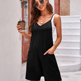 1 x RAW Customer Returns VUTRU Fashionable women s summer jumpsuit, with thin straps, pockets and versatile and practical design, Black, S - RRP €24.0