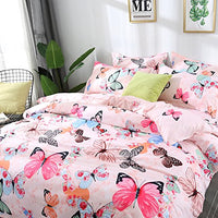 1 x RAW Customer Returns Freyamy children s bed linen 100 x 135 cm 2-piece pink colorful butterfly reversible bed linen brushed microfiber soft children s bed linen girls duvet cover with zipper and pillowcase 40 x 60 cm - RRP €22.72