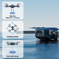 1 x RAW Customer Returns Drones with Professional 4K Camera, Foldable Drone with 2 Cameras, 5GHz WiFi Transmission Drones for Adults, Brushless Motor, Altitude Hold and Headless Mode for Beginners, 2 Modular Batteries - RRP €69.99