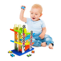 1 x Brand New HOMCENT marble run car track toy, car racing track toy with 4 cars, car track toy from 3 years old boys girls, gift for children - RRP €13.63