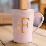 1 x RAW Customer Returns Joymaking Personalized Mug with Letters Coffee Mug with Flower Motif, Name Initial Personal Gifts Coffee Mug for Women Girlfriend, F - 400ml Pink - RRP €19.15