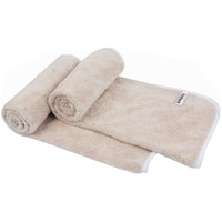 1 x RAW Customer Returns KinHwa Pack of 2 Microfiber Towels, Highly Water-Absorbent Microfiber Towel, Microfiber Bath Towel, Super Soft Shower Towels, Quick-Drying Absorbent, 40cm x 76cm, Light Brown - RRP €18.04