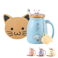 1 x RAW Customer Returns Cat Mug, Cute Ceramic Coffee Mug with Lovely Kitten Lid, Cat Paw Spoon, Kawaii Coaster, Funny Morning Mug, Tea Milk Christmas Mug, 13oz - RRP €18.68