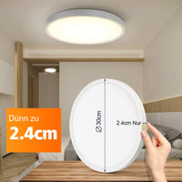 1 x RAW Customer Returns SYLSTAR Pack of 2 LED ceiling lights, 24W 2400LM ceiling lamp 3000K 4000K 6000K CCT selectable, modern flat round moisture-proof light IP44 ceiling lamps bedroom, ultra thin lamp ceiling for bathroom 30cm - RRP €38.3