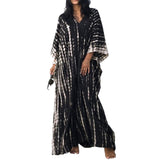 1 x RAW Customer Returns Baynetin Women s Long Beach Dress, Maxi Beach Dress Boho Kimono Long Beach Cardigan Beachwear, Beach Poncho Print Loose Kaftan Nightwear Bikini Cover-Up One Size Black  - RRP €23.18