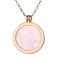 1 x RAW Customer Returns Morella ladies necklace gold 70 cm stainless steel and pendant with gemstone rose quartz coin 33 mm chakra disc in jewelry bag - RRP €20.16