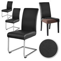 1 x RAW Customer Returns Alishomtll PU Chair Covers Set of 4 6 Leather Stretch Chair Cover Waterproof Elastic Dining Room Chair Covers Universal Washable Chair Protector for Kitchen Restaurant Hotel Wedding Black, Pack of 4  - RRP €37.3