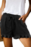 6 x Brand New CZIMOO Shorts Women s Casual Pockets Hot Pants Solid Color Wide Leg Shorts with Drawstring Summer Short Pants Ruffle Hem Shorts Black M - RRP €152.94