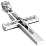 1 x RAW Customer Returns Oidea Men s Necklace Stainless Steel Cross Hollow Silver - RRP €24.0