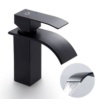 1 x RAW Customer Returns CECIPA bathroom tap black, waterfall tap black basin tap waterfall basin tap black mixer tap basin with spout height 84 mm - RRP €40.33