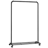 1 x RAW Customer Returns SONGMICS Donkey Coat Rack, Clothes Rack with Wheels, Metal Coat Rack, 91 cm Wide Hanging Bar, with Shelf, 2 Lockable Wheels, Top Bar Supports up to 40 kg, Black HSR25BK - RRP €33.8