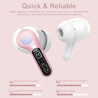 1 x RAW Customer Returns Bluetooth Headphones, Wireless Bluetooth 5.3 In Ear, 4 ENC Noise Cancelling Mic Earbuds, HiFi Stereo Deep Bass, 40H Playtime, LED Display, IP7 Waterproof Earbuds, Touch Control, Pink - RRP €30.13