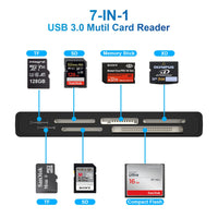 1 x RAW Customer Returns Multi SD Card Reader USB 3.0, SD TF CF MS XD 5Gbps High Speed memory card reader for SDXC SDHC Micro SD CF MS MMC cards, Sony Memory Stick Pro Duo Adapter Read 5 cards simultaneously - RRP €20.38