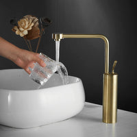 1 x RAW Customer Returns Leekayer Basin Faucets Bathroom Sink Faucet Tall Body Brushed Gold Gooseneck Single Handle Single Hole Brass - RRP €72.6