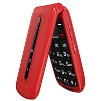 1 x RAW Customer Returns Flip phone without contract with large buttons, Ukuu senior cell phone with emergency call button and flashlight 2.4 inch display Dual SIM 900 mAh battery Long standby time mobile phone - Red - RRP €34.99