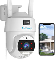 1 x RAW Customer Returns UCOCARE 4MP berwachungskamera Aussen Wlan mit SD-Karte 32G 1 St ck , 360 PTZ Camera berwachung Aussen, Automatische Nachverfolgung, 24 7 Aufnahme, Farbige Nachtsicht, IP67, 2-Wege-Audio - RRP €59.0