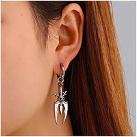 1 x Brand New W WEILIRIAN Gothic Skeleton Hoop Earrings Punk Hanging Bat Earrings Silver Sword Earrings Skull Earrings Cosplay Party Halloween Earrings Jewelry Women Girls Gifts - RRP €8.81