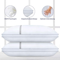 1 x RAW Customer Returns BedStory pillows 40 80, set of 2 pillows 40 80 made of 2 850g microfiber, hotel quality sleeping pillows with flannel stripes, suitable for side sleepers, back sleepers, white - RRP €34.27